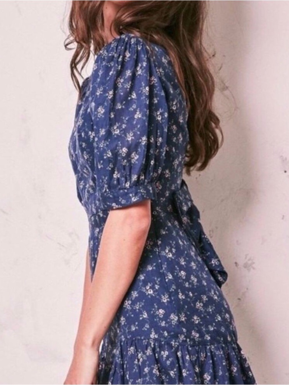 LoveShackFancy Eventide Blue Lena Floral 🌸 Cotton Mini Dress women’s Size L - Picture 5 of 16